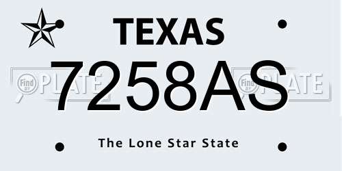 7258AS Texas License Plate