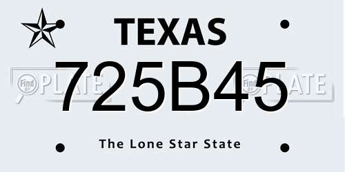 725B45 Texas License Plate