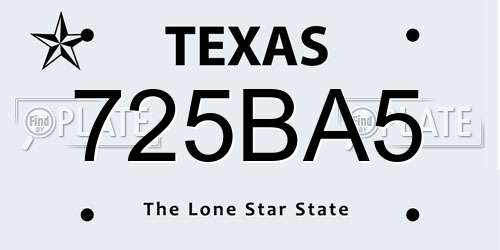 725BA5 Texas License Plate