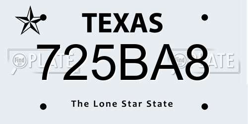 725BA8 Texas License Plate