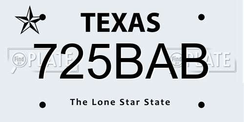 725BAB Texas License Plate