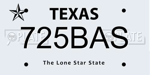 725BAS Texas License Plate