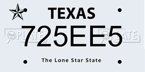 725EE5 Texas License Plate