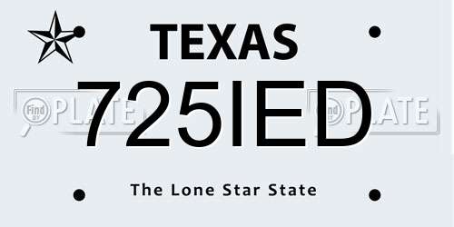 725IED Texas License Plate