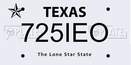 725IEO Texas License Plate