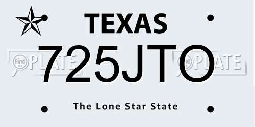 725JTO Texas License Plate