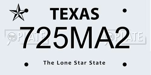 725MA2 Texas License Plate