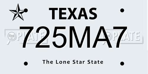 725MA7 Texas License Plate