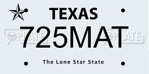 725MAT Texas License Plate