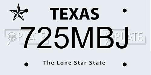 725MBJ Texas License Plate