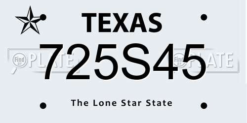 725S45 Texas License Plate
