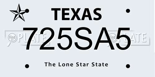 725SA5 Texas License Plate
