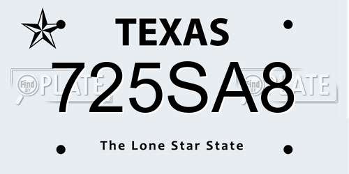 725SA8 Texas License Plate