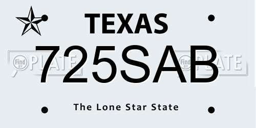 725SAB Texas License Plate