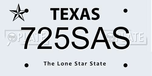 725SAS Texas License Plate