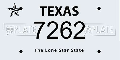 7262 Texas License Plate