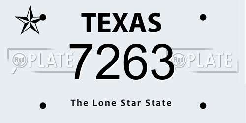 7263 Texas License Plate