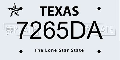 7265DA Texas License Plate