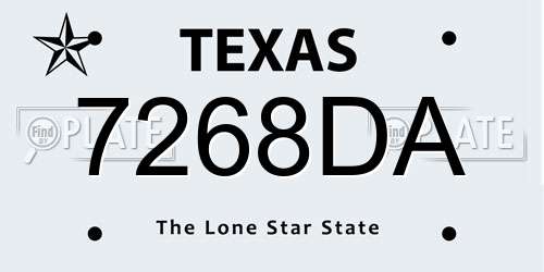 7268DA Texas License Plate