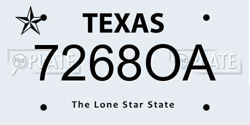 7268OA Texas License Plate