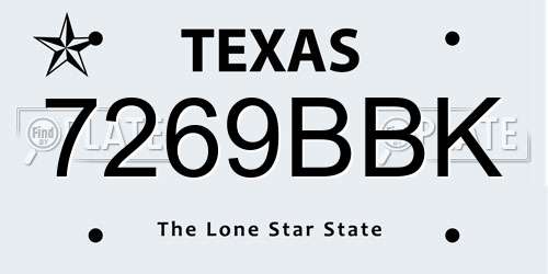 7269BBK Texas License Plate