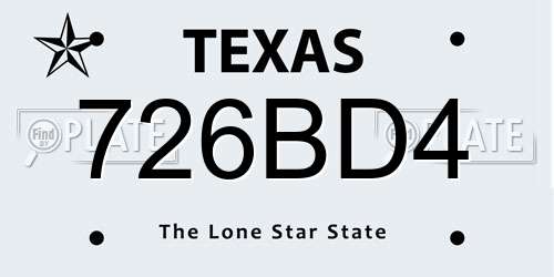 726BD4 Texas License Plate