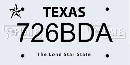 726BDA Texas License Plate