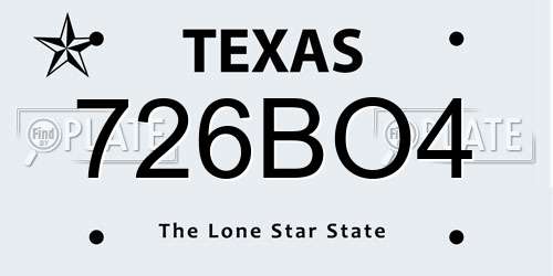 726BO4 Texas License Plate