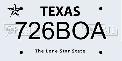 726BOA Texas License Plate