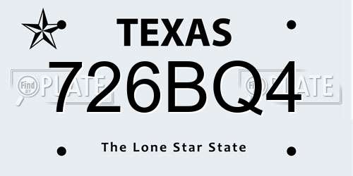 726BQ4 Texas License Plate
