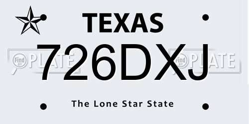 726DXJ Texas License Plate