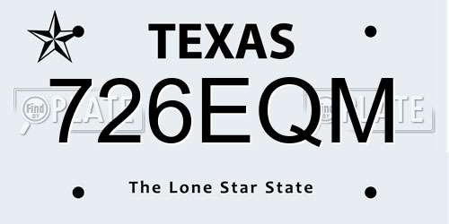 726EQM Texas License Plate