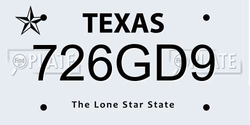 726GD9 Texas License Plate