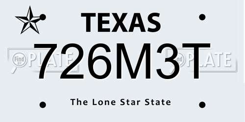 726M3T Texas License Plate