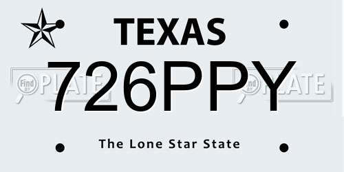 726PPY Texas License Plate