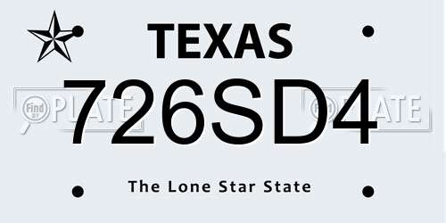 726SD4 Texas License Plate