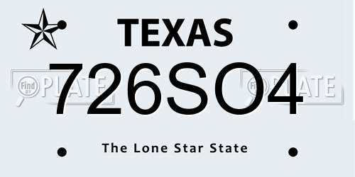726SO4 Texas License Plate