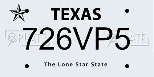 726VP5 Texas License Plate