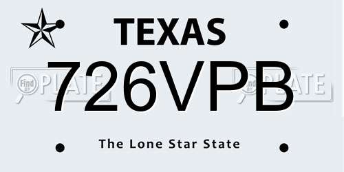 726VPB Texas License Plate