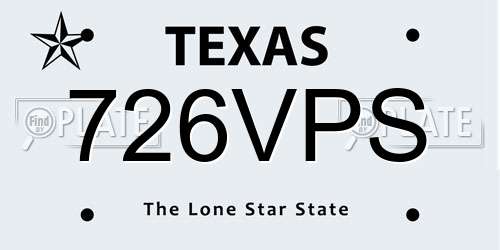 726VPS Texas License Plate