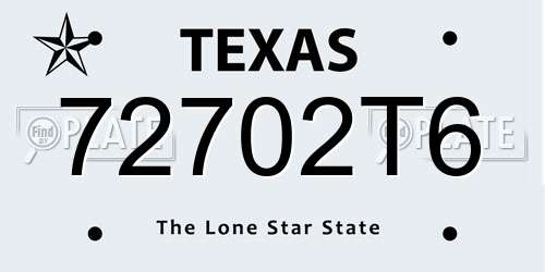 72702T6 Texas License Plate