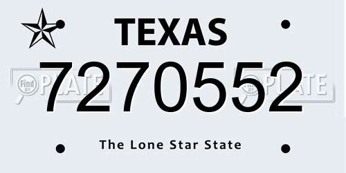 7270552 Texas License Plate