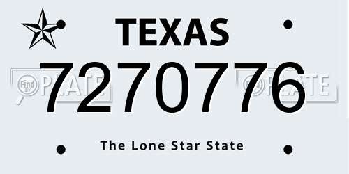 7270776 Texas License Plate