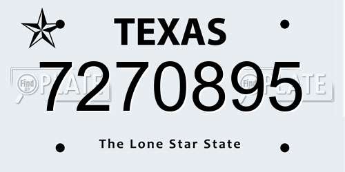 7270895 Texas License Plate