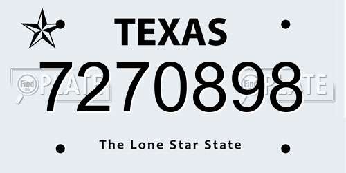 7270898 Texas License Plate