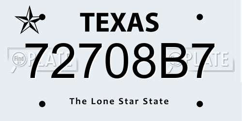 72708B7 Texas License Plate