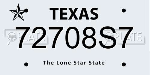 72708S7 Texas License Plate
