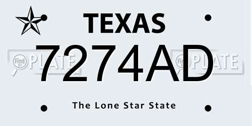 7274AD Texas License Plate