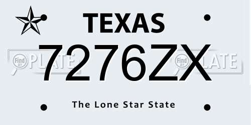7276ZX Texas License Plate
