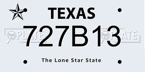 727B13 Texas License Plate